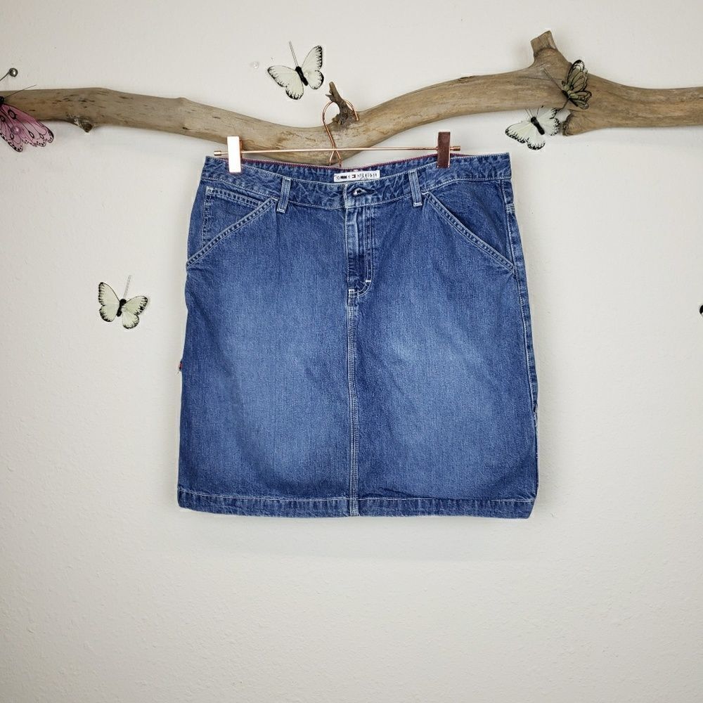 Tommy Hilfiger vintage denim skirt carpenter style